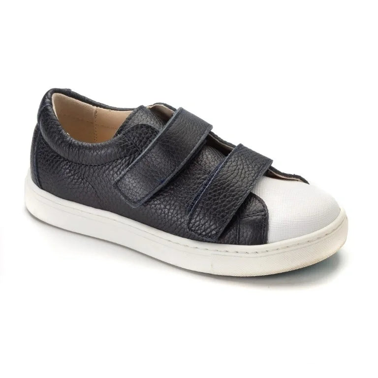 Navy soft leather Velcro shoes for boys by Manuela de Juan, Navy color