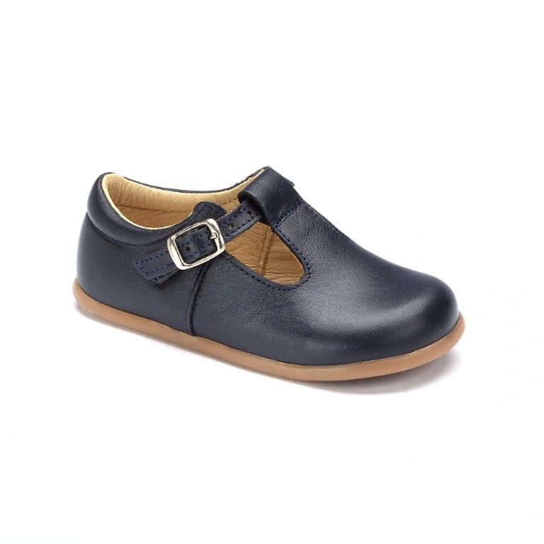 Jack Navy Leather Baby T-strap shoe for toddlers