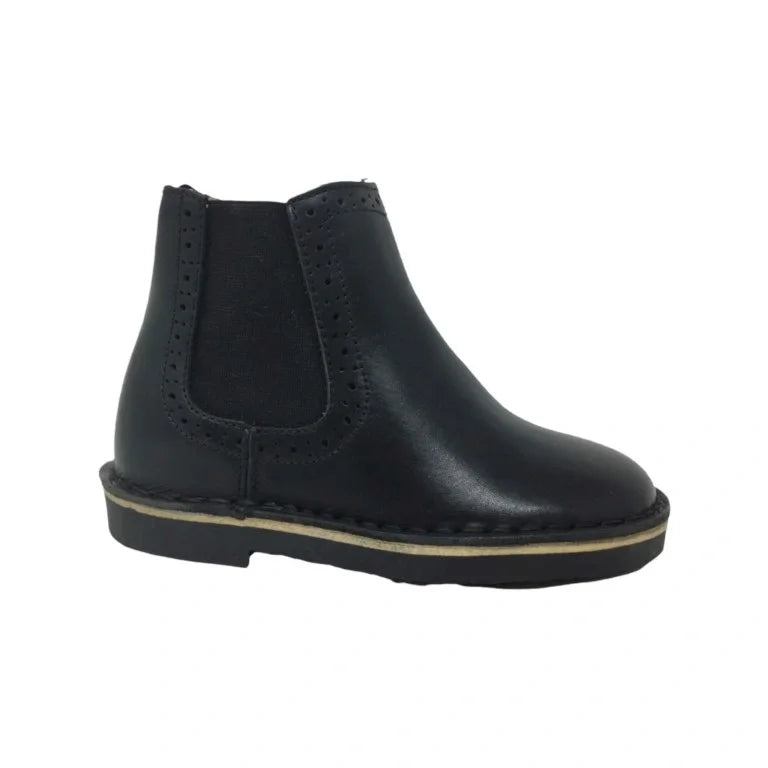 Black soft leather bootie for boy or girl by Young Soles - Marlowe.