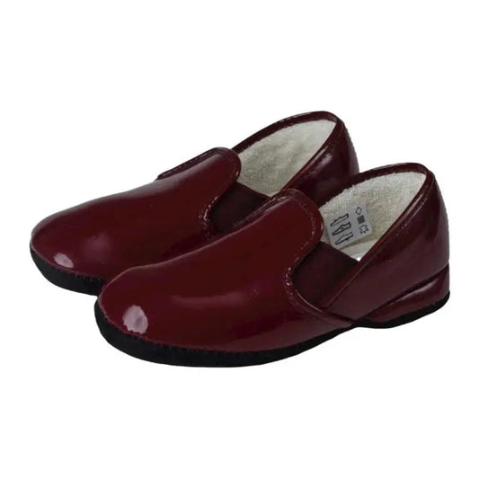 Stylish Bordo Patent Leather Slipper for boys and girls by Froment Leroyer - comfortable and versatile.