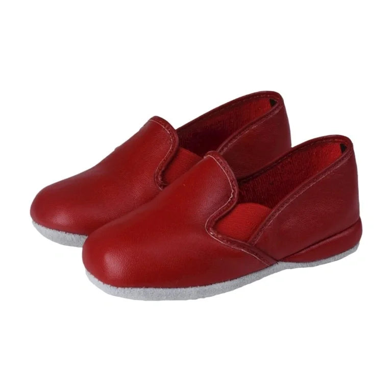 Red soft leather slipper for boy and girl by Froment Leroyer - RDVT