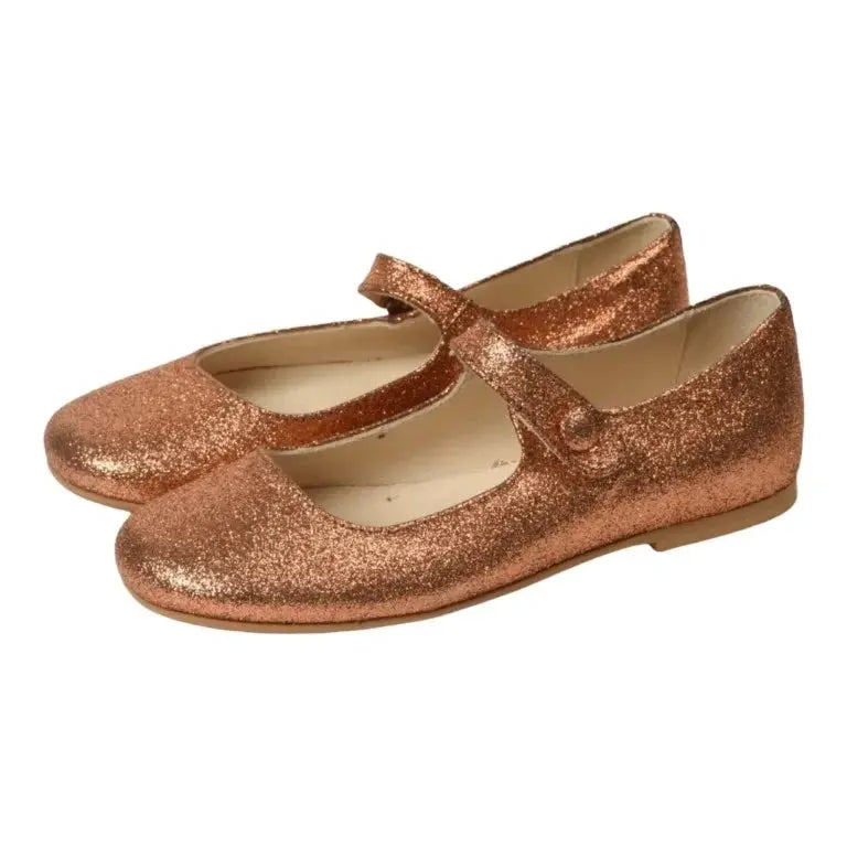 Gold Glitter Strap Mary Jane by Manuela de Juan - Girl's Dress Shoe