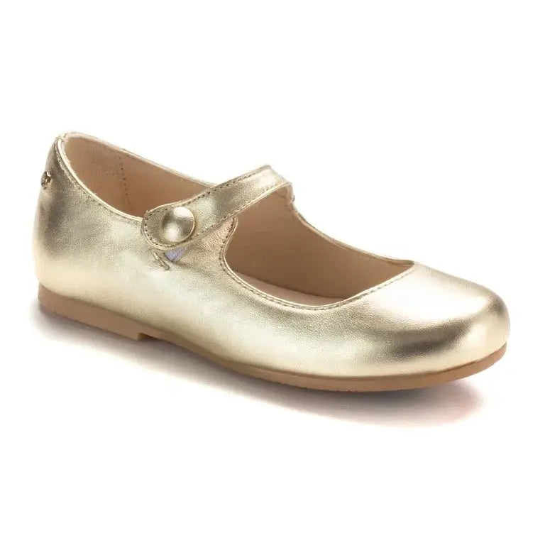 Gold soft leather strap for girl by Manuela de Juan - snap-closure Mary Jane