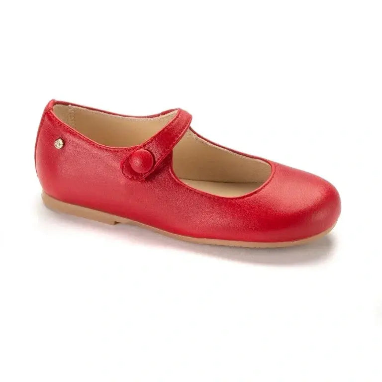 Red soft leather strap for girl by Manuela de Juan - snap-closure Mary Jane