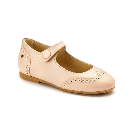 Blush soft leather strap Mary Janes for girls by Manuela de Juan