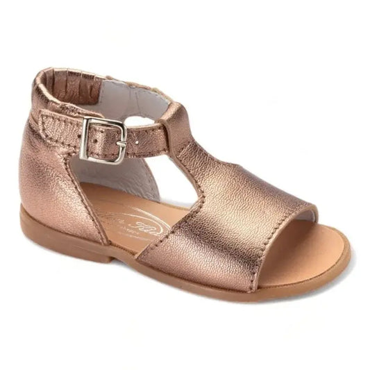 Gold soft leather strap toddler sandals by Beberlis - Manuela de Juan, Spain.