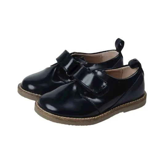 Navy Polished Leather Velcro shoes for boys by Manuela de Juan - Boy's casual footwear from Spain