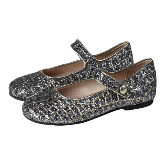 Gray Glitter Strap Mary Janes for girls by Manuela de Juan - Gray Glitter Strap - Girl - Dressy and casual occasions - Made in Spain.