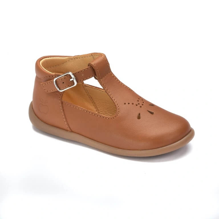 Salome Camel Leather Baby High Velcro Shoe