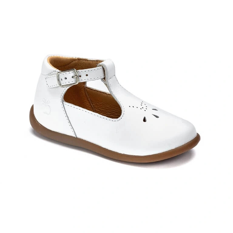 Salome White Leather High Velcro shoe for toddlers