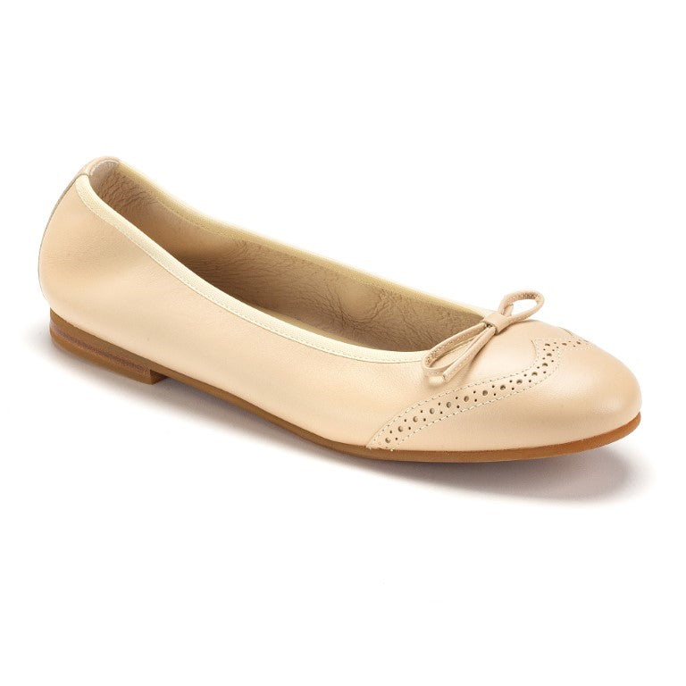 1540 - Beige Soft Leather Flats for Girl by London Kids