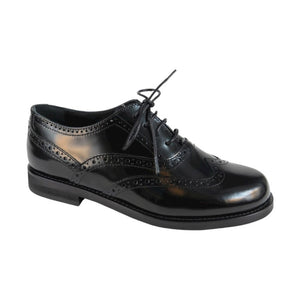 1326 - Black Polished Leather Lace for Boy by London Kids