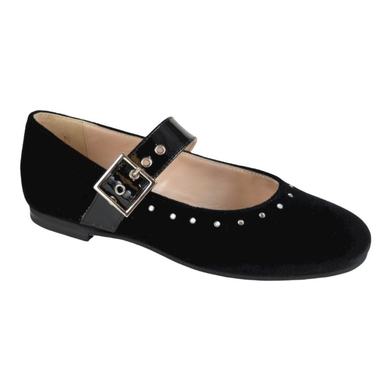 1071 - Black Velvet Strap for Girl by London Kids