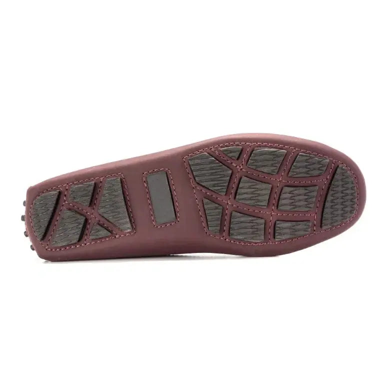 Sole of Stylish Bordo Sahara Leather Soft Loafer for girls by London Kids, perfect for casual occasions.