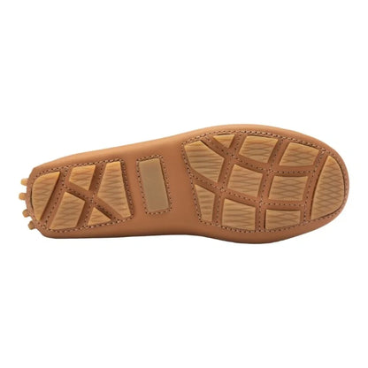 Sole of Tan Sahara Leather Soft Loafer for Girl by London Kids - casual moccasin loafers