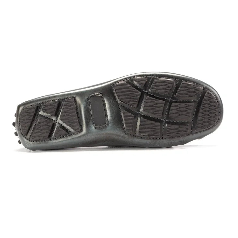 Sole of Gray polished leather soft loafers for girls by London Kids, perfect for casual wear.