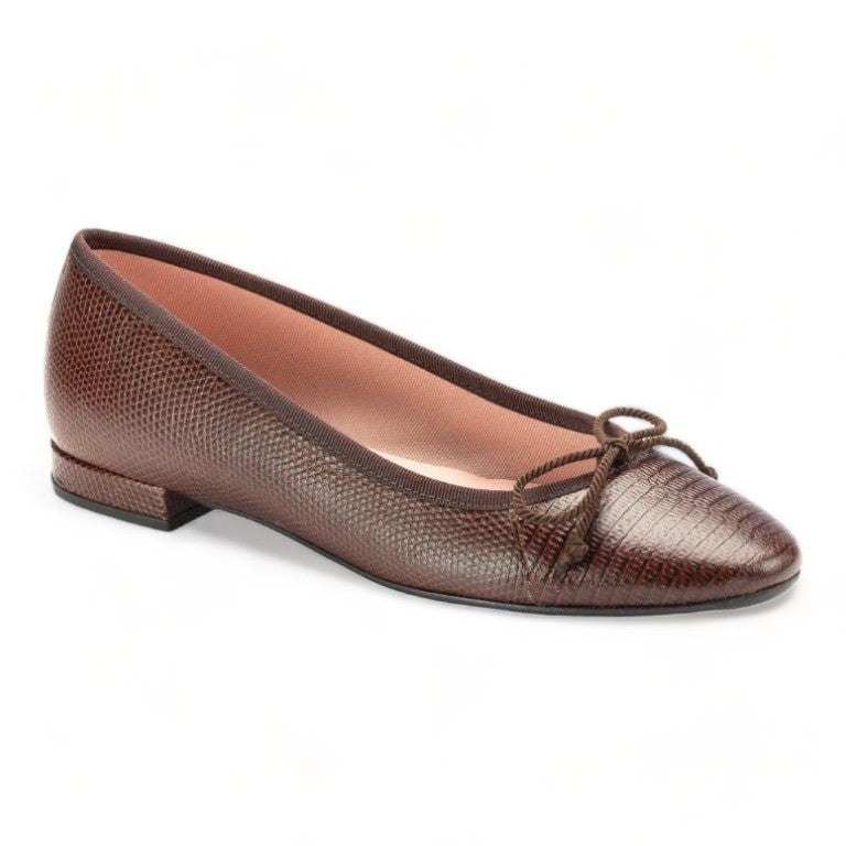 49196 - Brown Croc Leather Flats for Teen/Women by Pretty Ballerinas