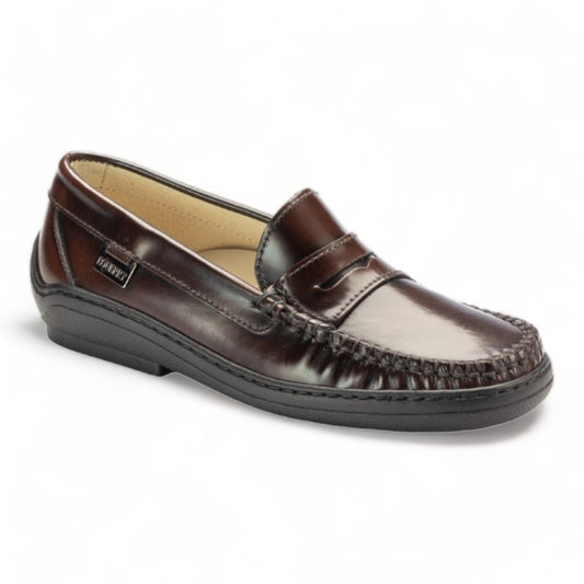 2512 - Brown Polished Leather Soft Loafer for Girl by London Kids