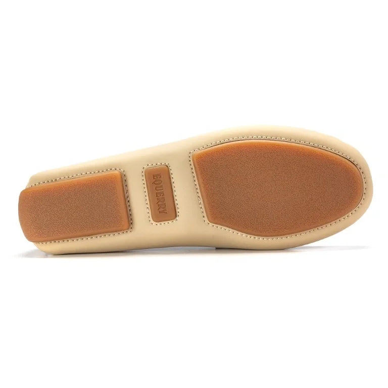 Sole of Cream Sahara Leather Soft Loafer for Girl by London Kids in cream color, perfect for girls' fashion.