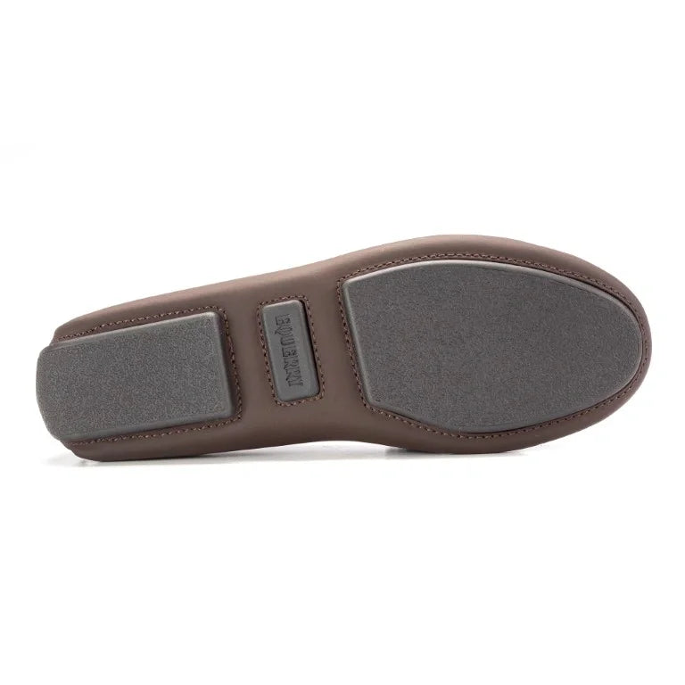 Sole of Brown Sahara Leather Soft Loafer for girls, teens, and women by London Kids - stylish and comfortable footwear.