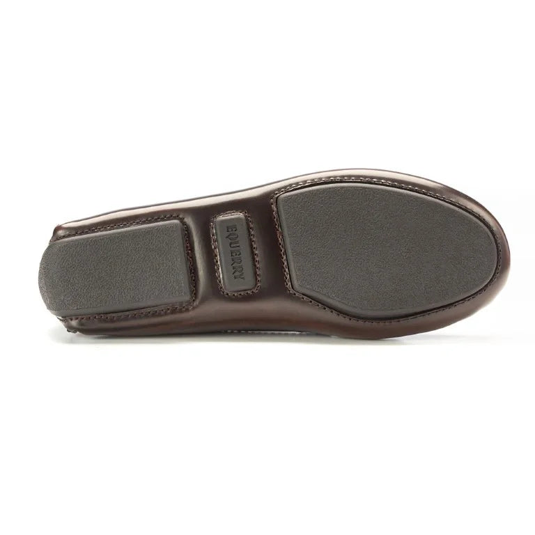 Sole of Brown polished leather soft loafer for girl by London Kids - classic penny moccasin style