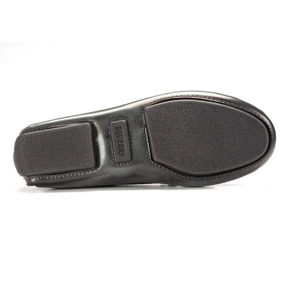 Sole of Gray Polished Leather Soft Loafer for girls, teens, and women by London Kids - elegant and comfortable footwear.