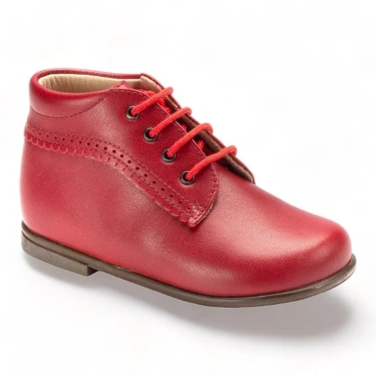 Red soft leather lace toddler shoes by Beberlis - Gael, made in Spain.