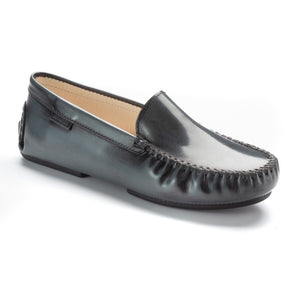 2600 - Gray Polished Leather Soft Loafer for Girl/Teen/Women by London Kids
