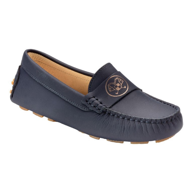 2581 - Navy Sahara Leather Soft Loafer for Girl by London Kids