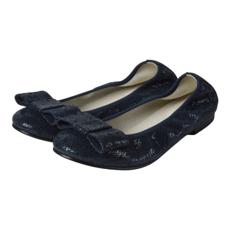 1412 - Navy Soft Leather Flats for Girl/Teen/Women by London Kids