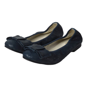 1412 - Navy Soft Leather Flats for Girl/Teen/Women by London Kids