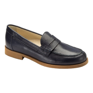 1066 - Navy Soft Leather Hard Loafer for Boy/Girl by London Kids