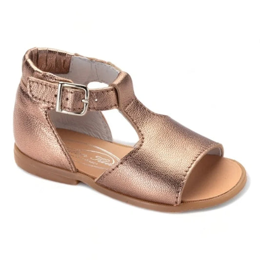 Gold soft leather strap toddler sandals by Beberlis - Manuela de Juan, Spain.