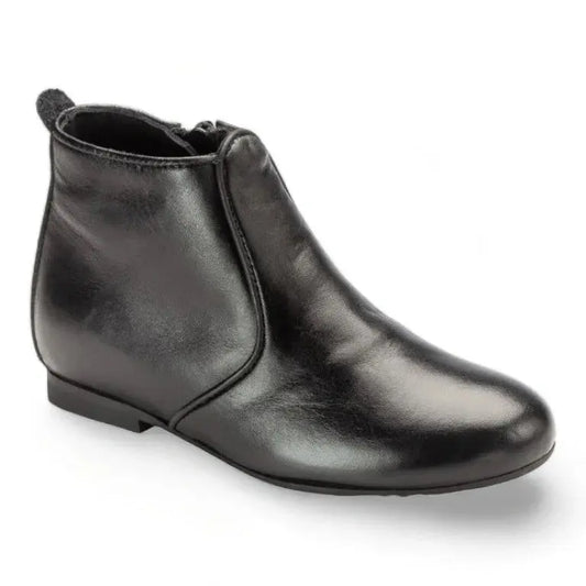 Black soft leather bootie for boy by Manuela de Juan - high top bootie from Spain