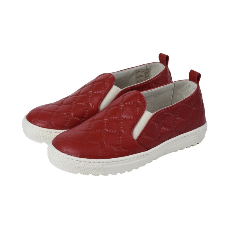 802l - Red Soft Leather Sneaker for Girl by London Kids