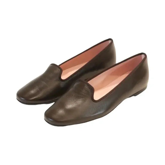 Brown Soft Leather Smoking Loafer for Teens and Women by Pretty Ballerinas - Brown Soft Leather Smoking Loafer - Manuela de Juan - Smoking Slipper Shoe - Soft Leather - Casual - Teen/Women - Spain