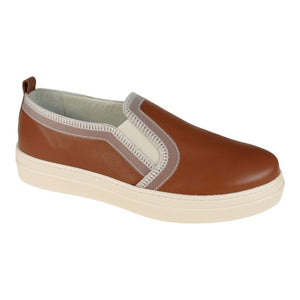 876 - Tan Soft Leather Sneaker for Girl by London Kids
